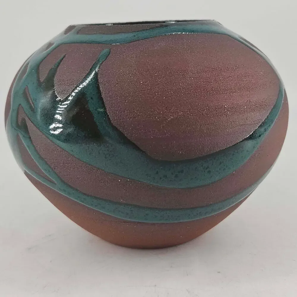 Vintage Studio Art Pottery signed Jon Mehr Tenmoku redware vase